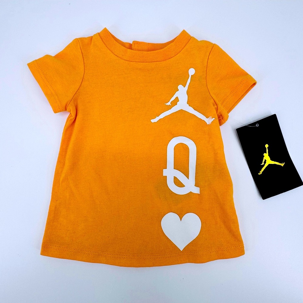 Jordan Kids Taxi Orange Jumpman Queen Heart Graphic T-Shirt Newborn 0-3M